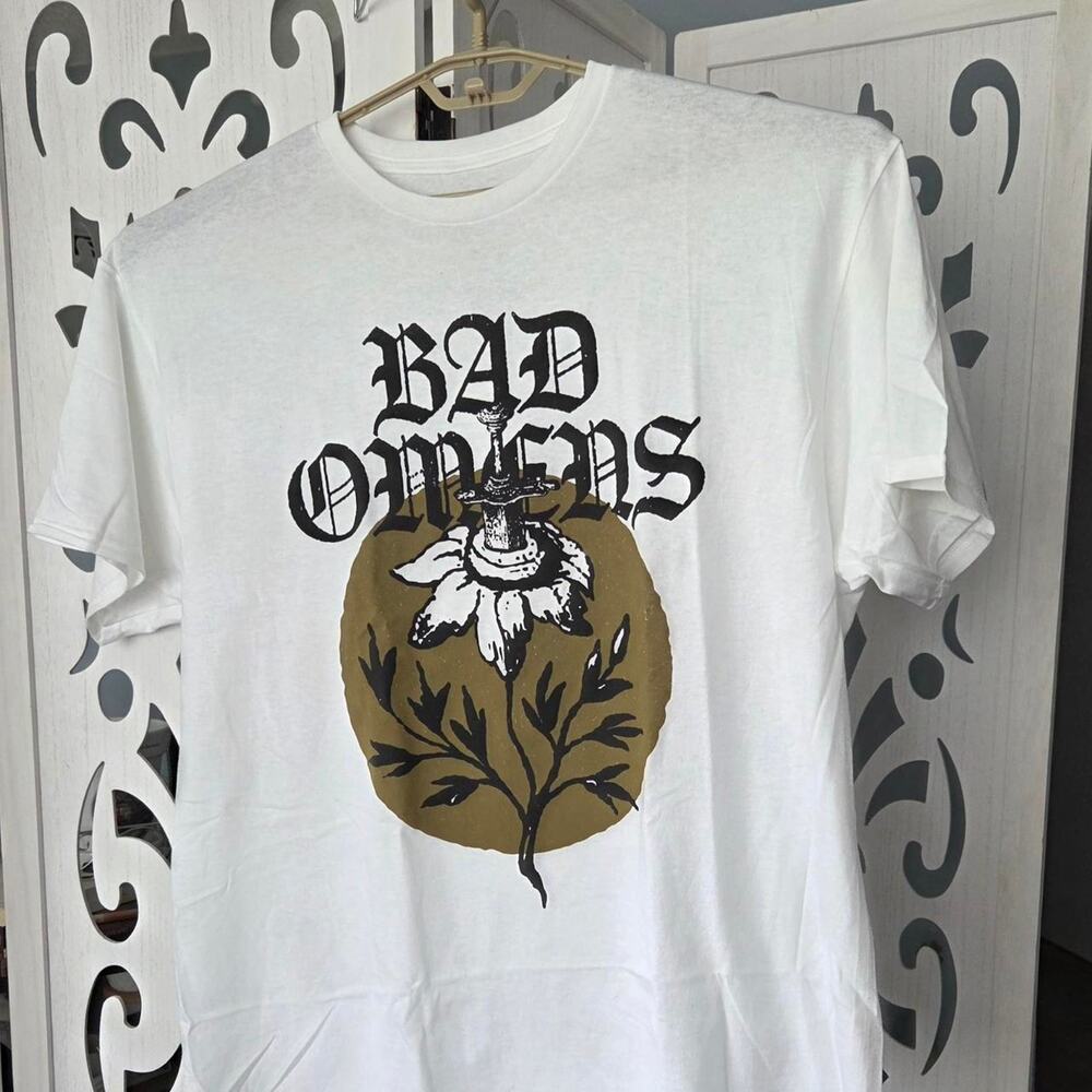 Bad Omens Concert T Shirt White XL Global Merch Floral Sword Graphic Tee NWOT